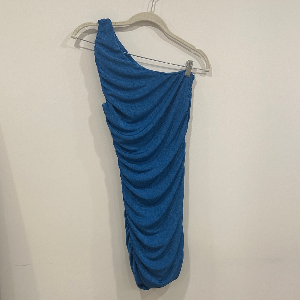 Chic One-Shoulder Blue Dress